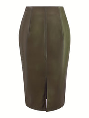 Sexy High Waist Faux Leather Pencil Skirt