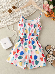 Girls Strawberry Print Suspender Jumpsuit Toddler Kids Summer