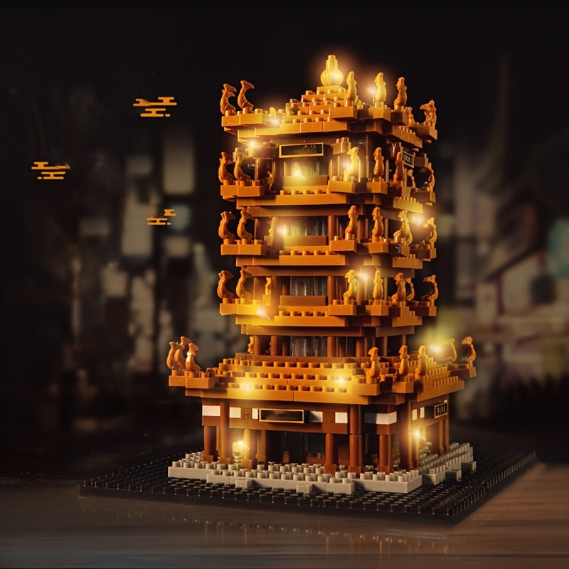 Yellow Crane Tower Building Blocks Set - 2100pcs
