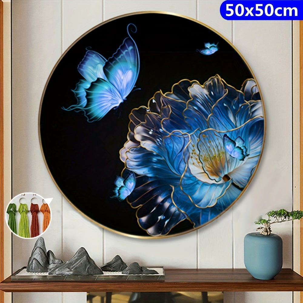 Needlework DIY Cross Stitch Kit Flower Butterfly 11CT Printed Canvas Painting