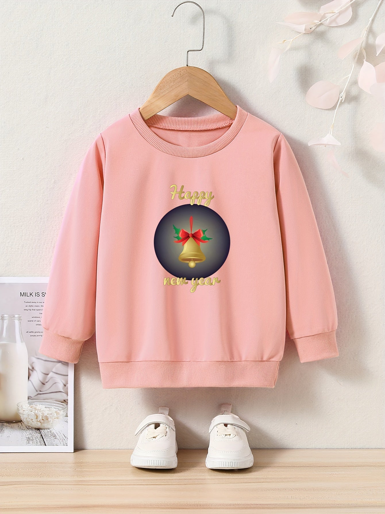 OERYUI Toddler Cartoon Bell & HAPPY YEAR Sweatshirt Top