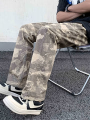 Men's Camo Pattern Jeans Loose Fit Street Style