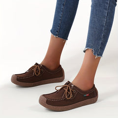 Women's Lace Up Loafers Comfort Slip On Shoes Casual Lightweight Flat Shoes