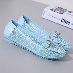 Women's Flower Mesh Flat Shoes Soft Sole Slip On Casual Flats