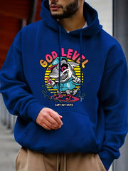 Anime Shark Print Hoodie for Men