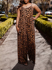Leopard Print Wide Leg Cami Jumpsuit