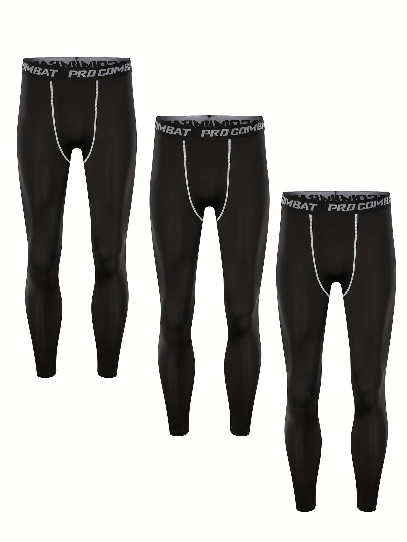 3pcs Men's Compression Pants High Stretch Trousers For Outdoor Fitness