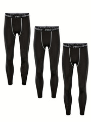 3pcs Men's Compression Pants High Stretch Trousers For Outdoor Fitness