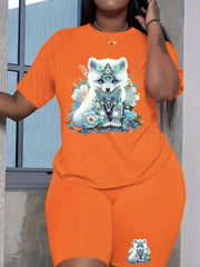 Floral Dog Print Tee & Shorts Set