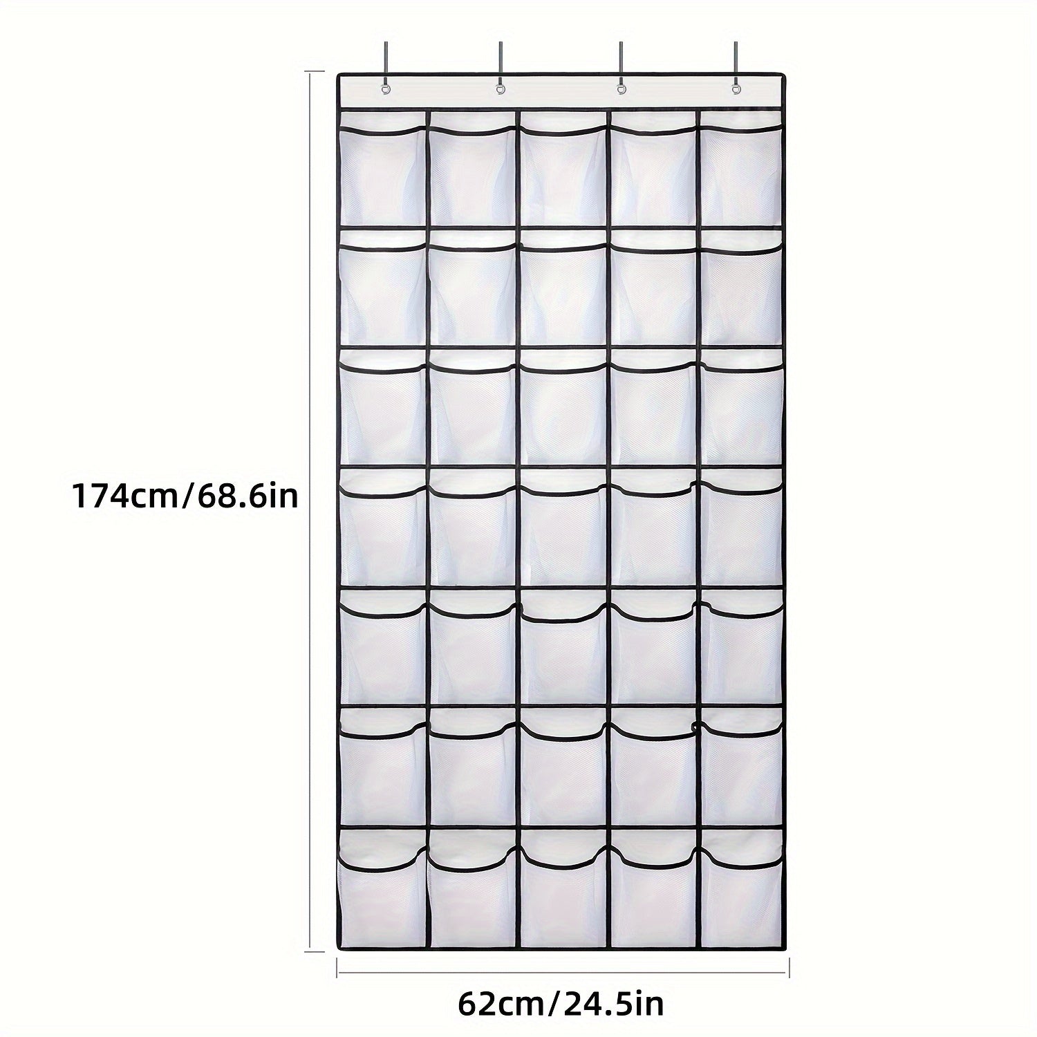 Over the Door Shoe Organizer with 35 Large Mesh Pockets