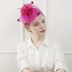 Women Flower Hair Clip Faux Feather Head Piece Party Wedding Hat Accessories