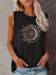 Moon & Sun Print Sleeveless Tank Top for Women