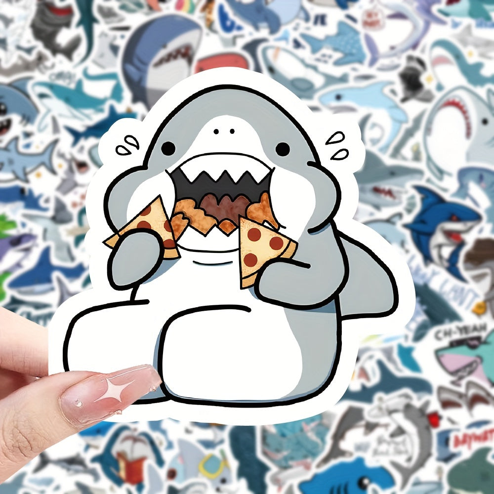 100pcs Small Shark Series Graffiti Stickers Waterproof Decorative Stickers