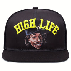Men's High Portrait Embroidered Hip Hop Flat Brim Hat Baseball Cap