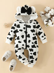 Baby Cow Hooded Sweatshirt Jumpsuit