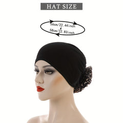 Leopard Print Inner Cap Turban Elastic Underscarf Bonnet Women Head Wrap Hijab