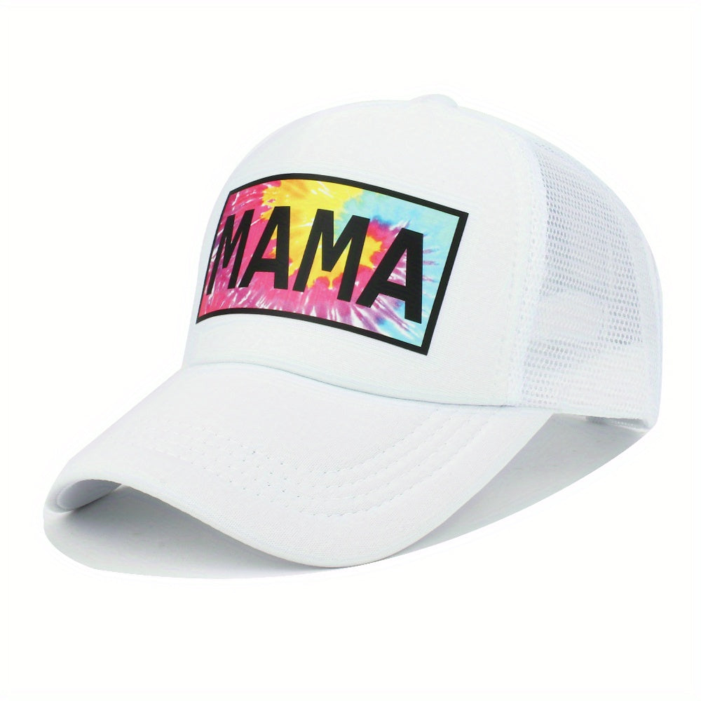 MAMA Print Trucker Hat Adjustable Baseball Cap Mesh Sports Dad Hats For Women