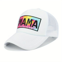 MAMA Print Trucker Hat Adjustable Baseball Cap Mesh Sports Dad Hats For Women