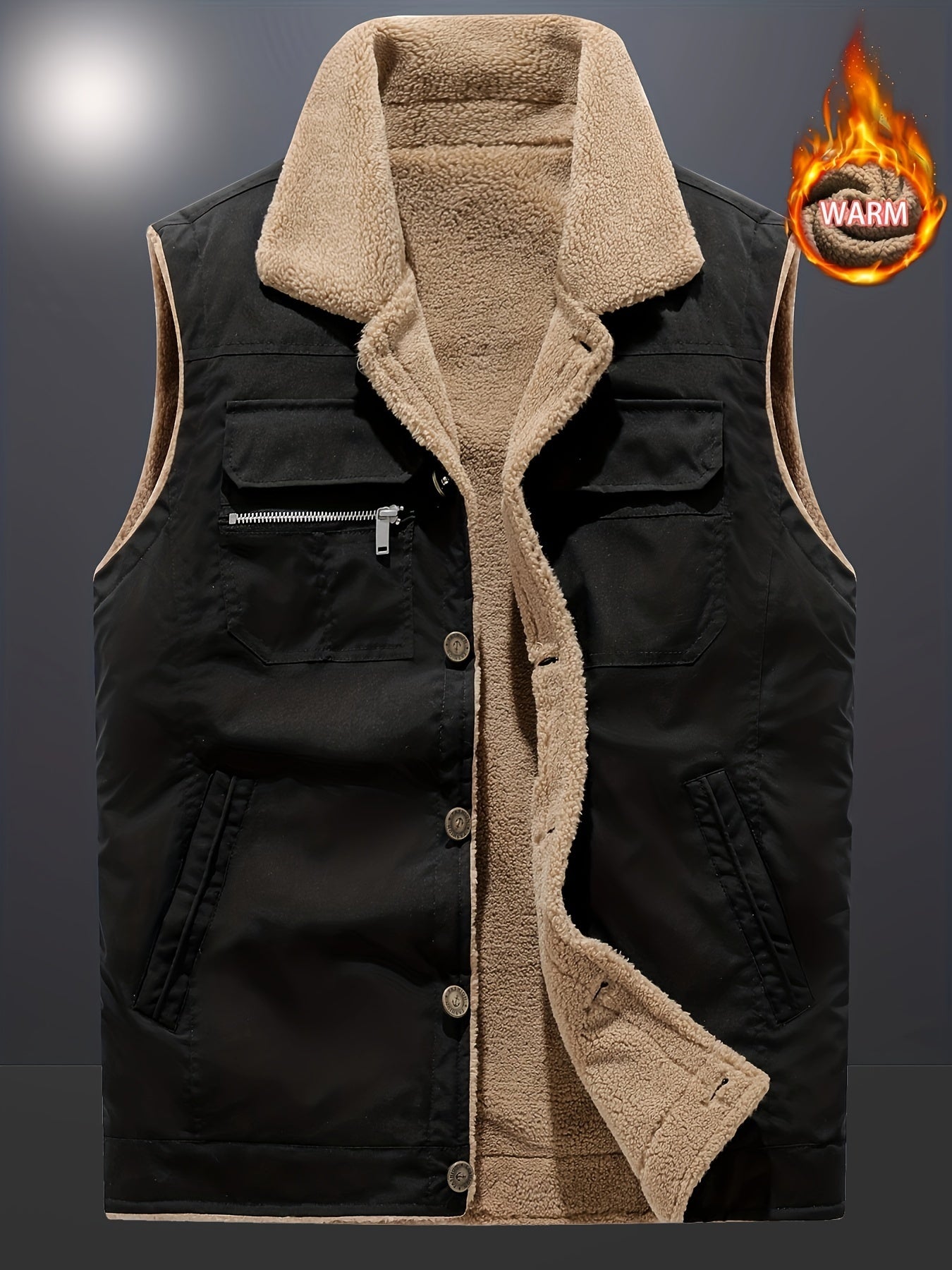 Men's Thermal Lapel Vest for Autumn Winter