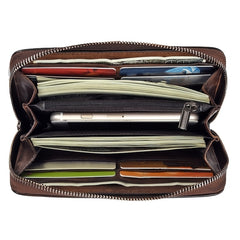 Vintage Style Leather Wallet Floral Embossed Card Holder with Wristlet