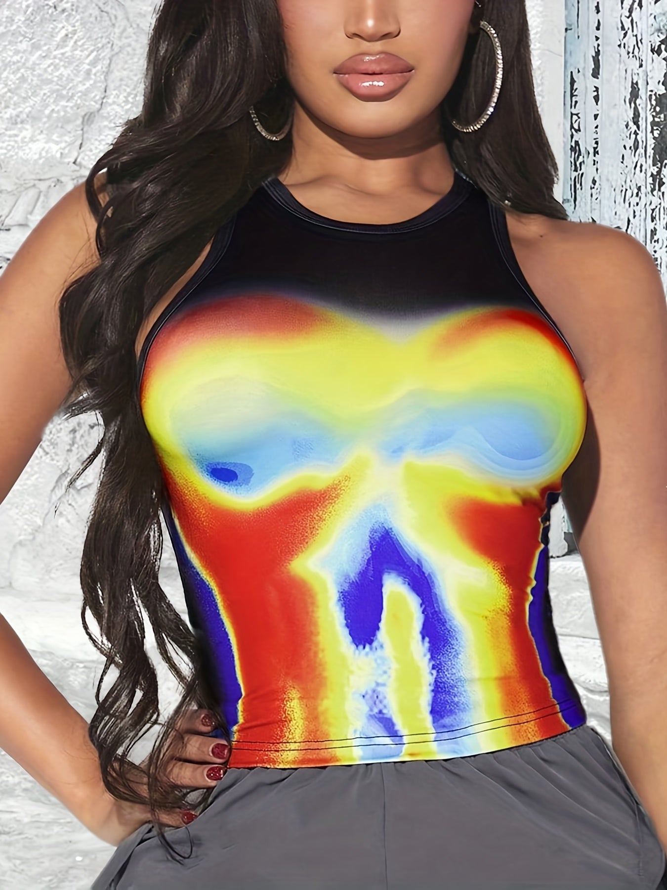 Colorful Print Tank Top Women's Sleeveless Top