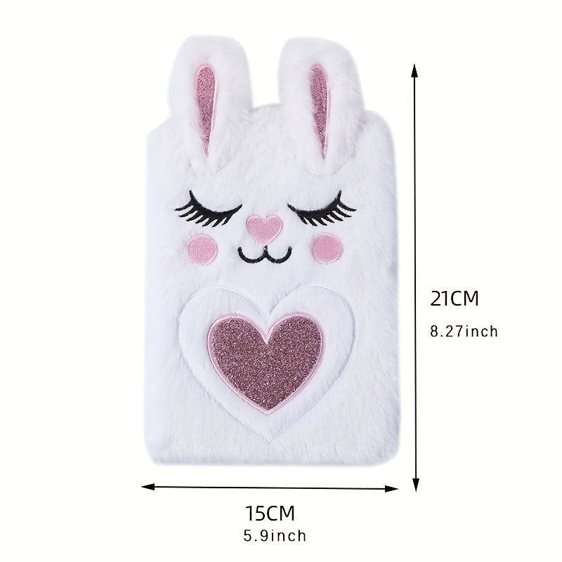 A5 Girl Embroidered Cartoon Plush Notebook Student Journal 160 Pages