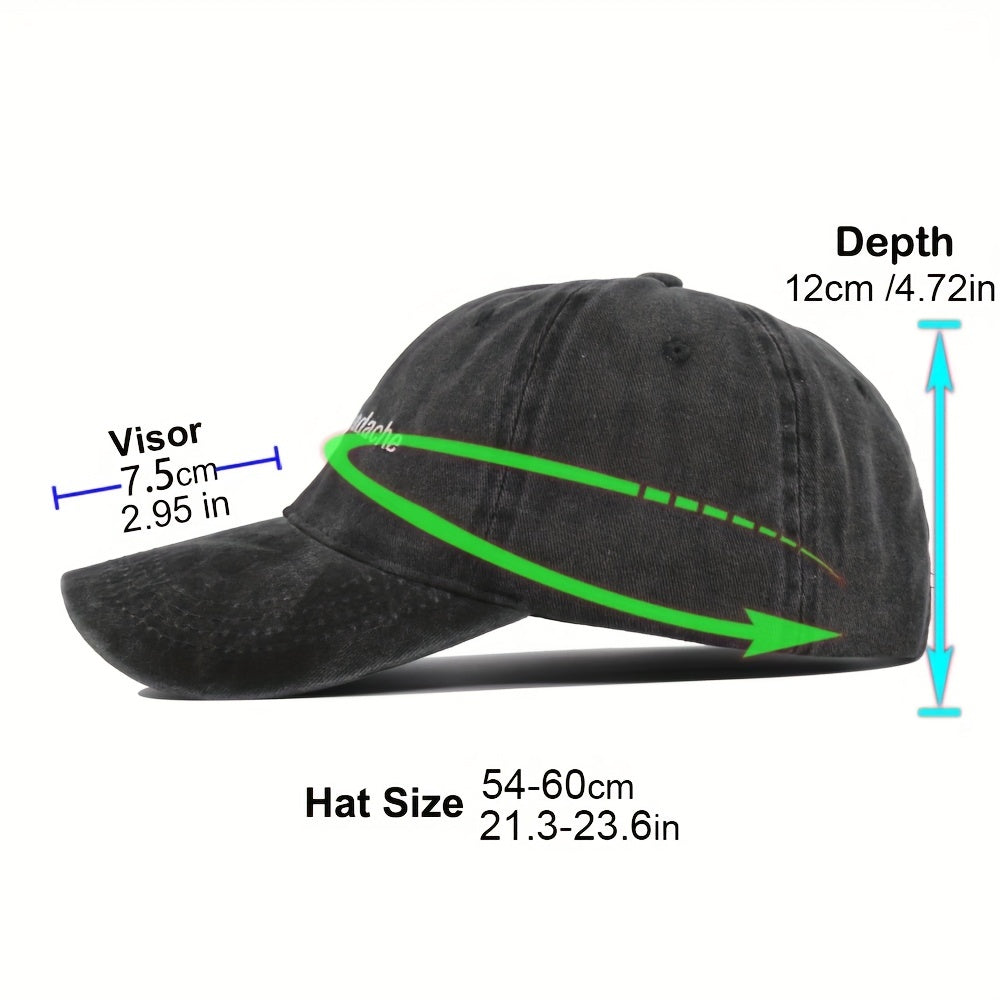 Distressed Cotton Baseball Cap Happy Headache Embroidery Couple Sun Hat