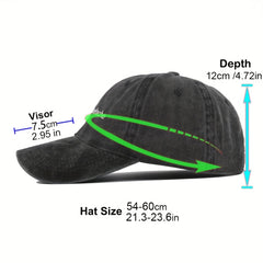 Distressed Cotton Baseball Cap Happy Headache Embroidery Couple Sun Hat