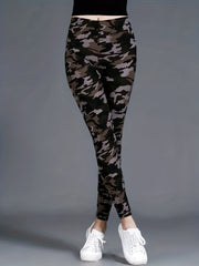 Camo Print High Waist Crop Pants Yoga Fitness Workout Outwear