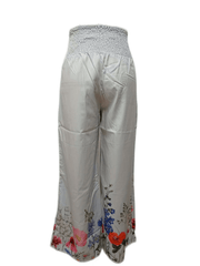 Floral Wide Leg Pants Smocked Waist Casual Women's Clothing