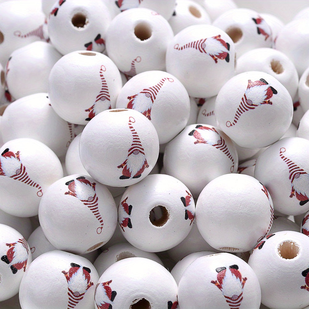 10pcs 15mm Christmas Wooden Beads Snowman Tree Santa Spacer Beads