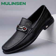 Men's No Tie Slip On Leather Shoes Casual Outdoor Walking Shoes