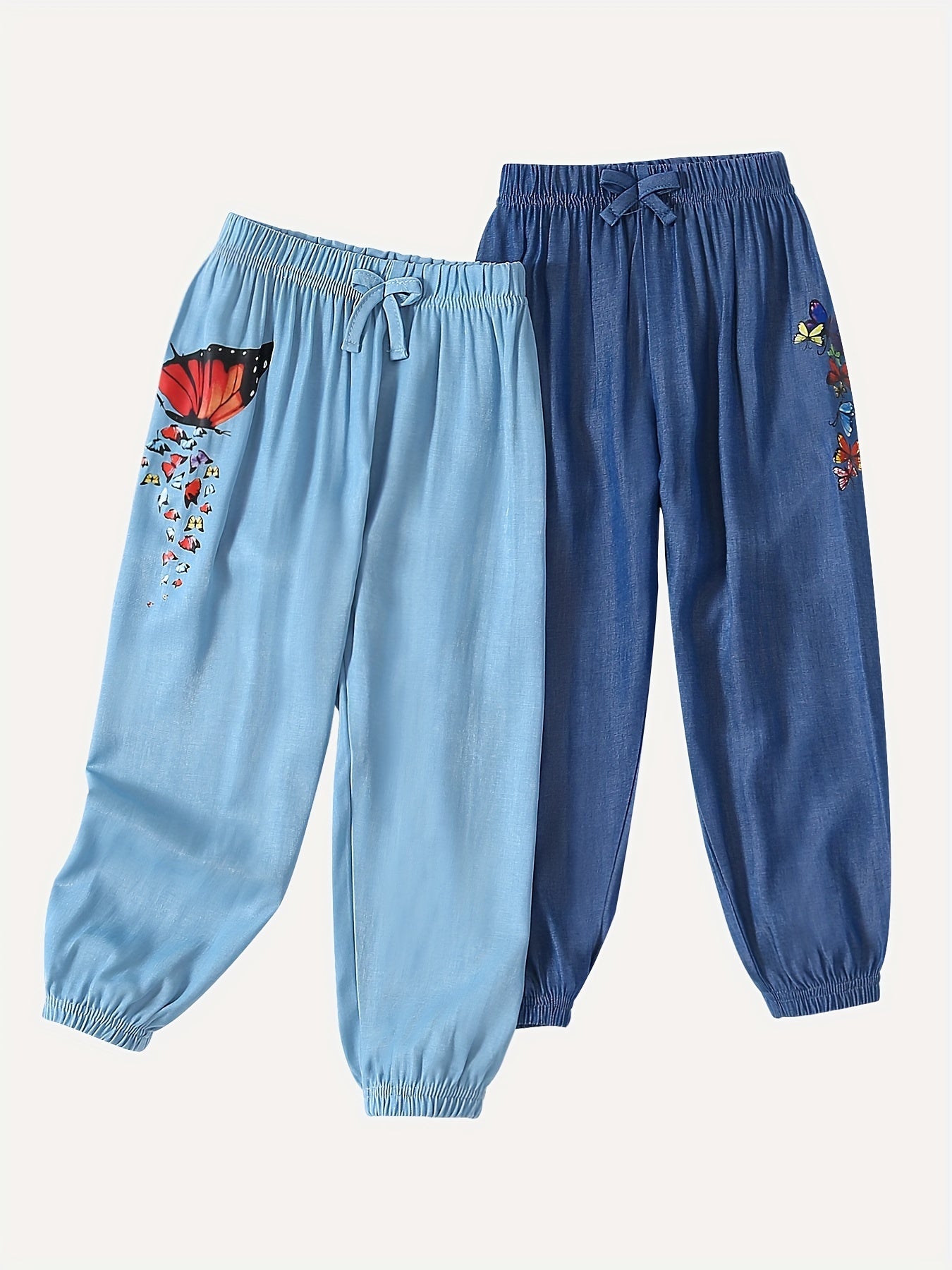 Girls' Butterfly Graphic High Waist Denim Jeans - 2 Packs