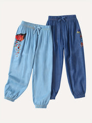 Girls' Butterfly Graphic High Waist Denim Jeans - 2 Packs