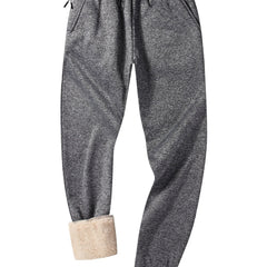 Fleece Lined Drawstring Sweatpants Loose Fit Pants Men's Casual Joggers