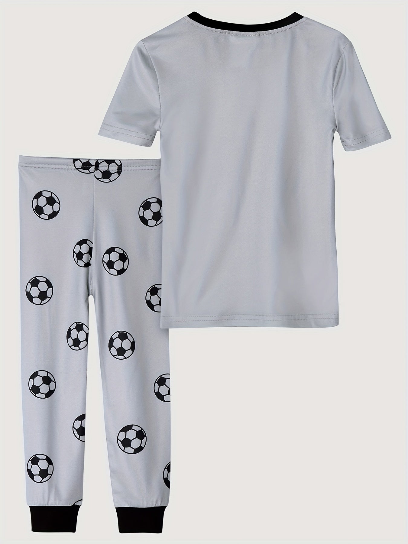 Boys Football Graphic Pajamas Set Short Sleeve Top & Trousers