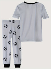 Boys Football Graphic Pajamas Set Short Sleeve Top & Trousers