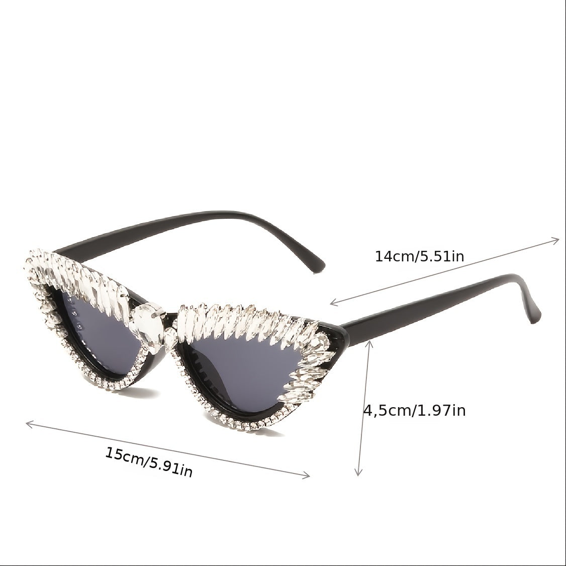 Oversized Rhinestone Decor Sunglasses UV400