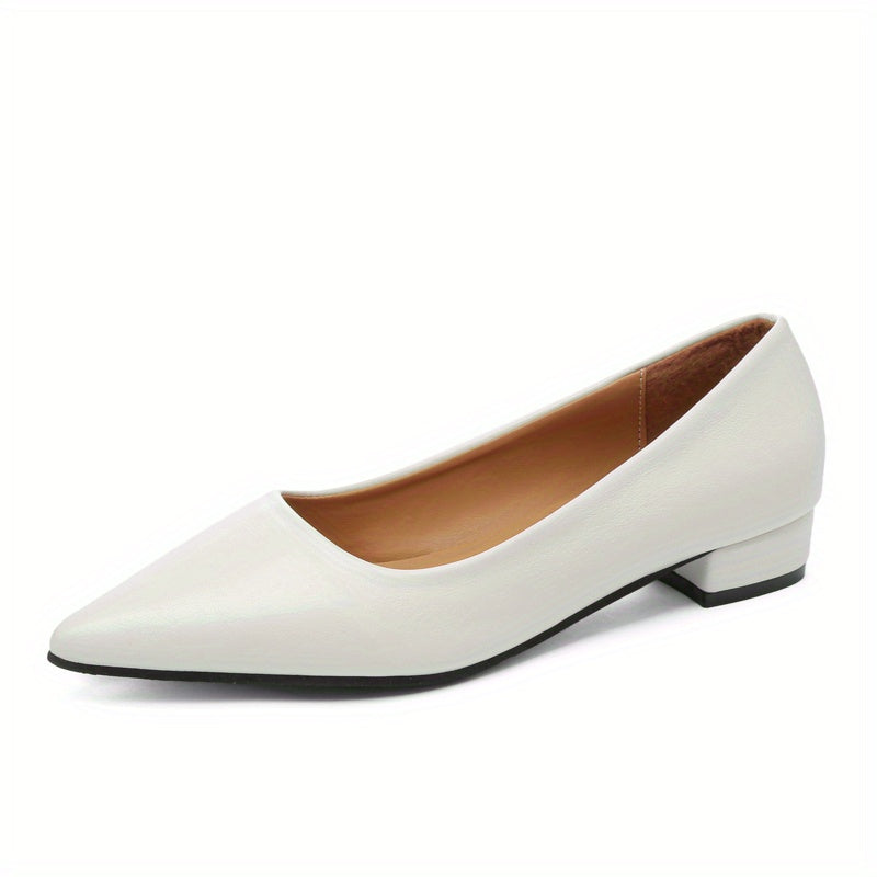 Women's Slip On Block Heel Shoes Point Toe Shallow Daily Shoes