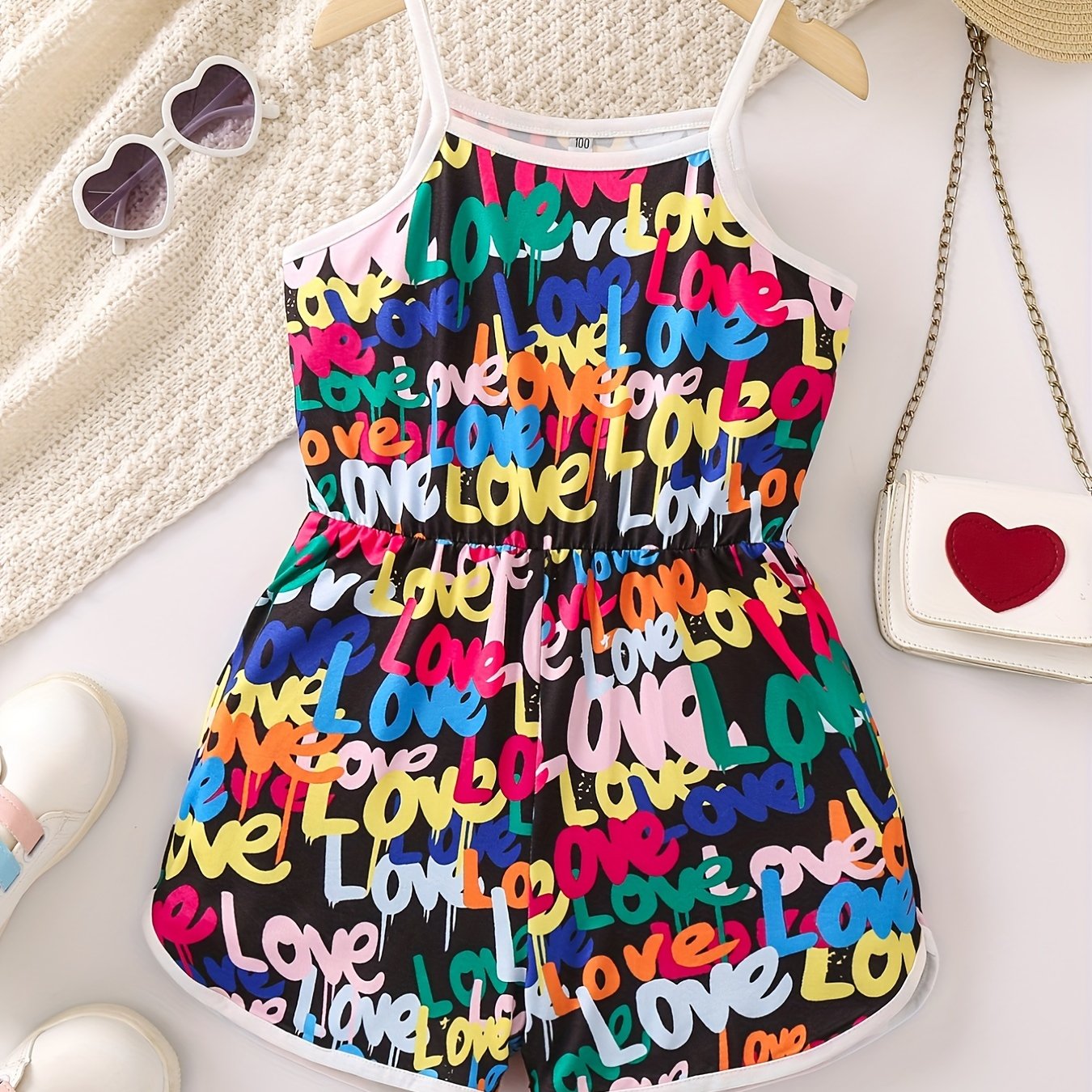 Girls Colorful Doodle Cami Jumpsuit for Summer Party