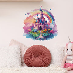 Castle Wall Stickers Rainbow Clouds Bridge Decals