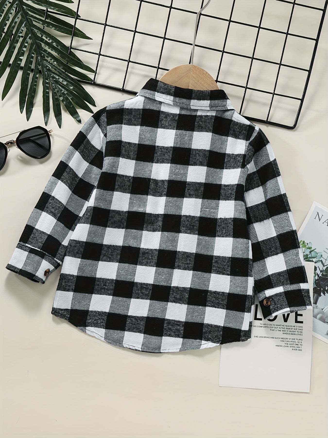 Boys Plaid Top Long Sleeve Lapel Shirt