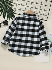 Boys Plaid Top Long Sleeve Lapel Shirt
