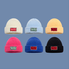 Letter Embroidery Knitted Hat Female Winter Warm Student Couple Wool Hat