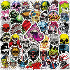 50pcs Skull Series Doodle Stickers, Waterproof Decorative Stickers