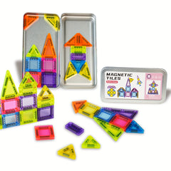 26 42pcs Mini Magnetic Building Blocks Travel Set with Iron Storage Box