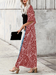 Tribal Print Boho Cover Up Maxi Kimono