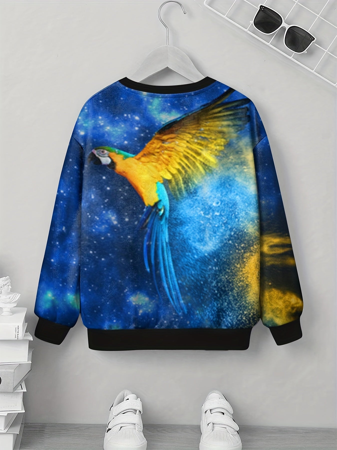 Teens Parrot 3D Print Sweatshirt Kids Casual Pullover Street Wear