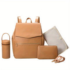 Stylish Vegan Leather Baby Bag Mommy Backpack Classic Baby Diaper Bag