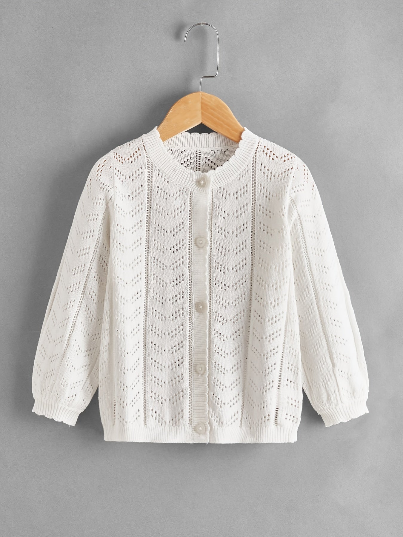 Girls Hollow Out Long Sleeve Knit Cardigan Sweater